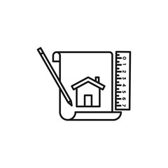 Architecture plan icon Vector flat thin line illustration