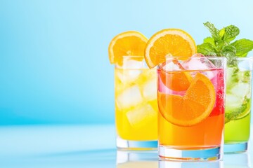 Refreshing colorful drinks for a perfect summer day celebration