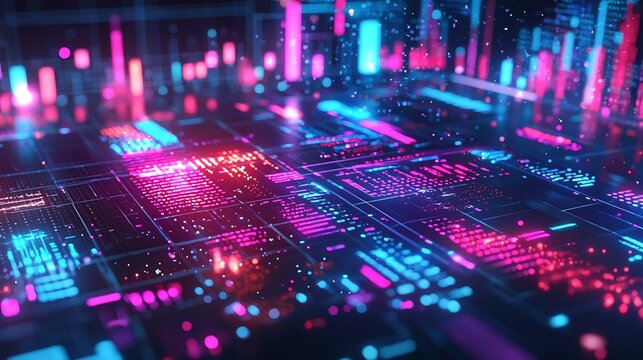 AI Powered Digital Market Analysis Glowing on Futuristic Screen - Powered by Adobe