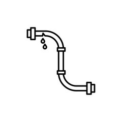 Broken pipe icon Vector flat thin line illustration