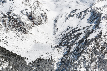 Mountain views in Andorra on a sunny winter day 