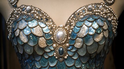 Obraz premium Shimmering Mermaid Fantasy Dress with Pearl Embellishments