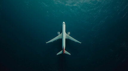 Naklejka premium The airplane flies in the sky, atmosphere vacation, minimalism