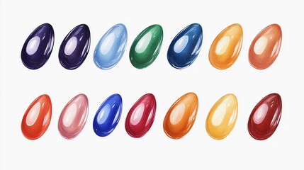 Set of nail polish sample isolated on white background