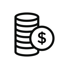 Coins stack icon Vector flat thin line illustration