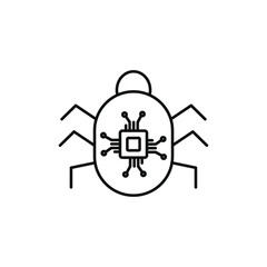 Computer bug icon Vector flat thin line illustration