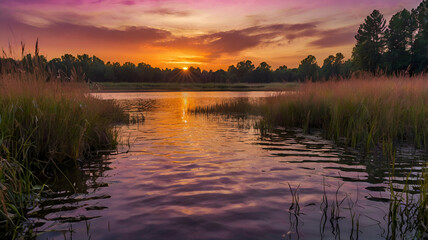 sunrise over the lake