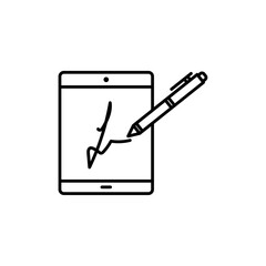 Electronic signature icon Vector flat thin line illustration