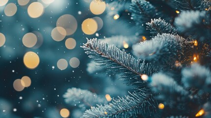 Close-up of a beautifully decorated Christmas tree with twinkling lights