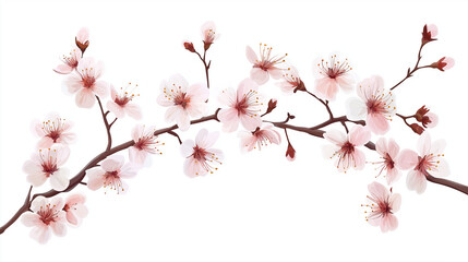 Clipart of a blooming cherry blossom branch with soft pink flowers and gentle, flowing lines