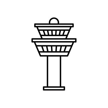 recommend clip art: Flight control tower icon Vector flat thin line illustration