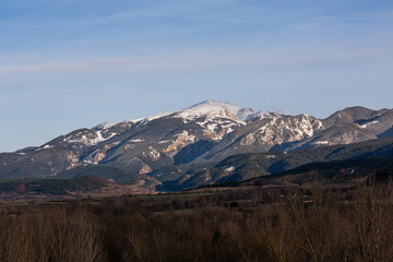 Mountain views in Pyrenees on a sunny winter day 