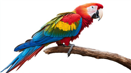Obraz premium Clipart of a cheerful parrot perched on a branch with vibrant feathers and a lively expression
