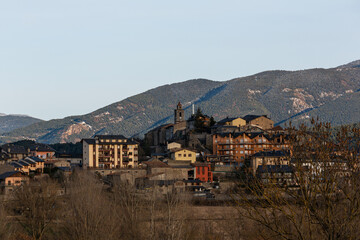 Mountain views in Pyrenees on a sunny winter day 