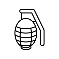 Hand grenade icon Vector flat thin line illustration