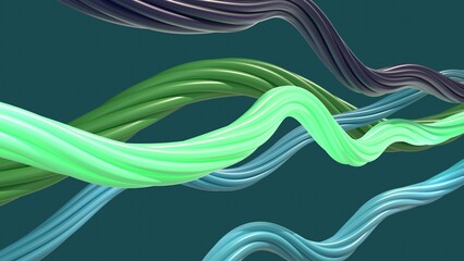 colorful wires 3d render. glowing bundled cables