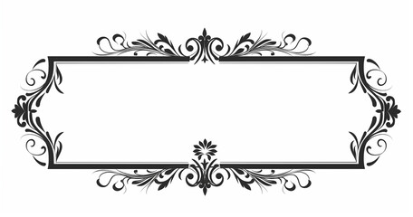 Elegant Black and White Floral Frame with Copy Space