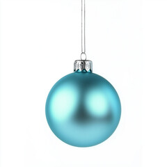 Shinny Christmas bauble with sky blue color isolated on a white background