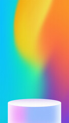 Empty round podium with abstract gradient background with a subtle grain effect for display. 