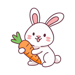 Obraz premium Rabbit, Carrot, White, Icon, Easter