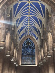 Gothic Cathedral Ceiling with Blue Backdrop