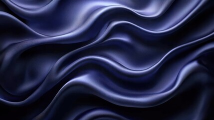 Fototapeta premium Abstract background of flowing dark blue silk fabric.