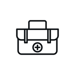 Medical aid kit icon Vector flat thin line illustration