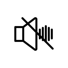 Mute sound icon Vector flat thin line illustration