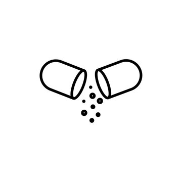 recommend clip art: Open capsule pill icon Vector flat thin line illustration