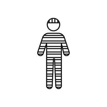 striped prisoner outline on white background clip art preview