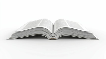 Open book with pages fanned out on white background