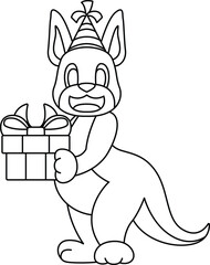 Kangaroo Birthday Party hat Animal Vector Graphic Art Illustration