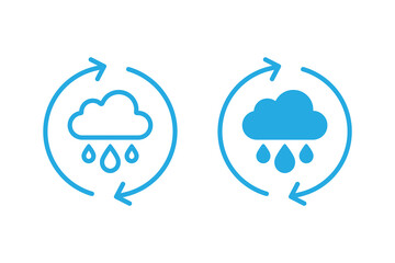 Rainwater harvesting icon vector. Rainwater harvesting icon outlined and solid style. Recycle water line icon.
