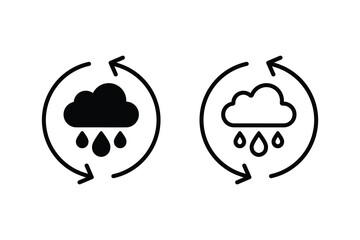 Rainwater harvesting icon. Harvest rain water cloud sign. Recycle water line icon.