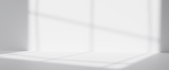 Minimal abstract luxury white podiums block for product presentation with empty stage, Sunshade shadow on beige and shadows of tree leaves, Pedestal for cosmetic product, 3d render illustration.