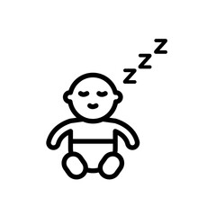 Sleeping baby icon Vector flat thin line illustration
