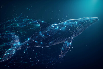 Fantastically beautiful majestic huge whale in ocean