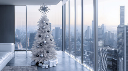 Modern white Christmas tree