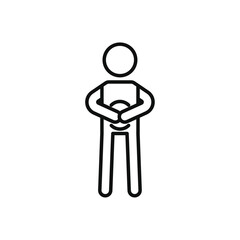 Stomachache icon Vector flat thin line illustration