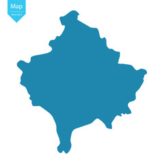 Abstract - High Detailed blue Map of Kosovo isolated on white background. for your web site design map logo, app, Travel. Vector illustration eps10.