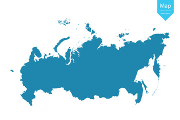 Obraz premium Abstract - High Detailed blue Map of Russia isolated on white background. for your web site design map logo, app, Travel. Vector illustration eps10.