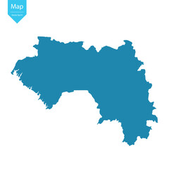 Fototapeta premium Abstract - High Detailed blue Map of Guinea isolated on white background. for your web site design map logo, app, Travel. Vector illustration eps10.