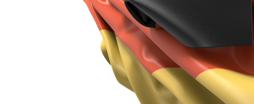 A close up of the German flag waving in the wind