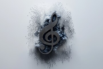 Abstract Representation of a Treble Clef with Dotted Lines and Cloud Effects for Creative Music and Art Projects in a Contemporary Style