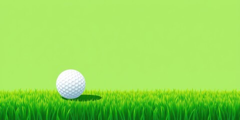 Abstract green golf background with a white ball illustration on a vibrant green grassy surface, sport, abstract