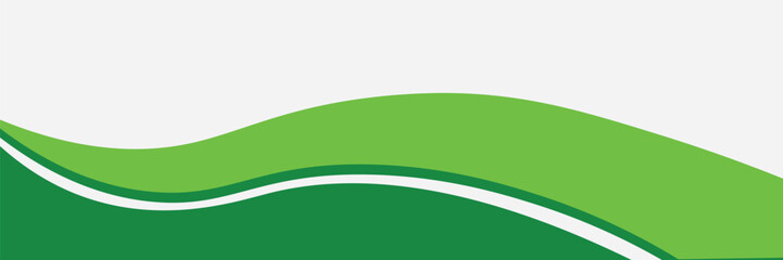Abstract White and Green wave wide background banner.