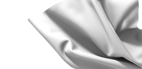 White Fabric Drape, Smooth Texture, Isolated