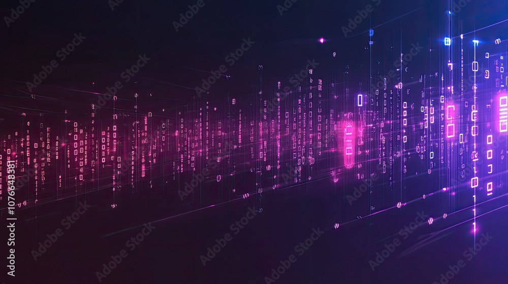 Poster abstract digital art with colorful data patterns