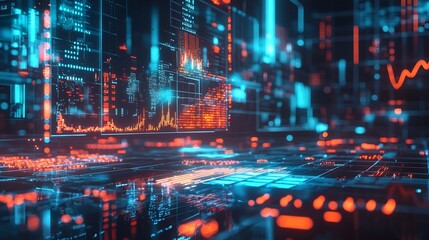 Futuristic AI Powered Financial Risk Monitoring System Visualizing Real Time Market Insights