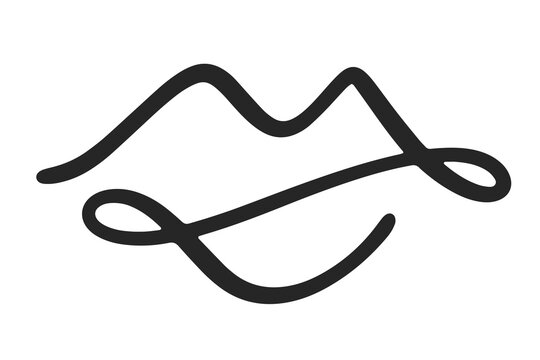 recommend clip art: Lips Mouth One Line Drawing Abstract Kiss Shape